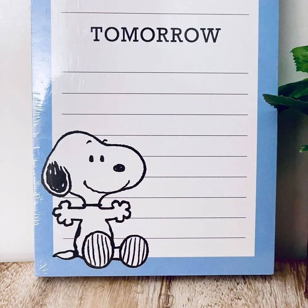 NWT Graphique Peanuts Snoopy Blue & White TODAY TOMORROW To do List Notepad